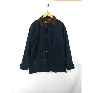 Lands' End Jacket Men's Size M Navy Blue Chore Coat Work Outdoors FLAW